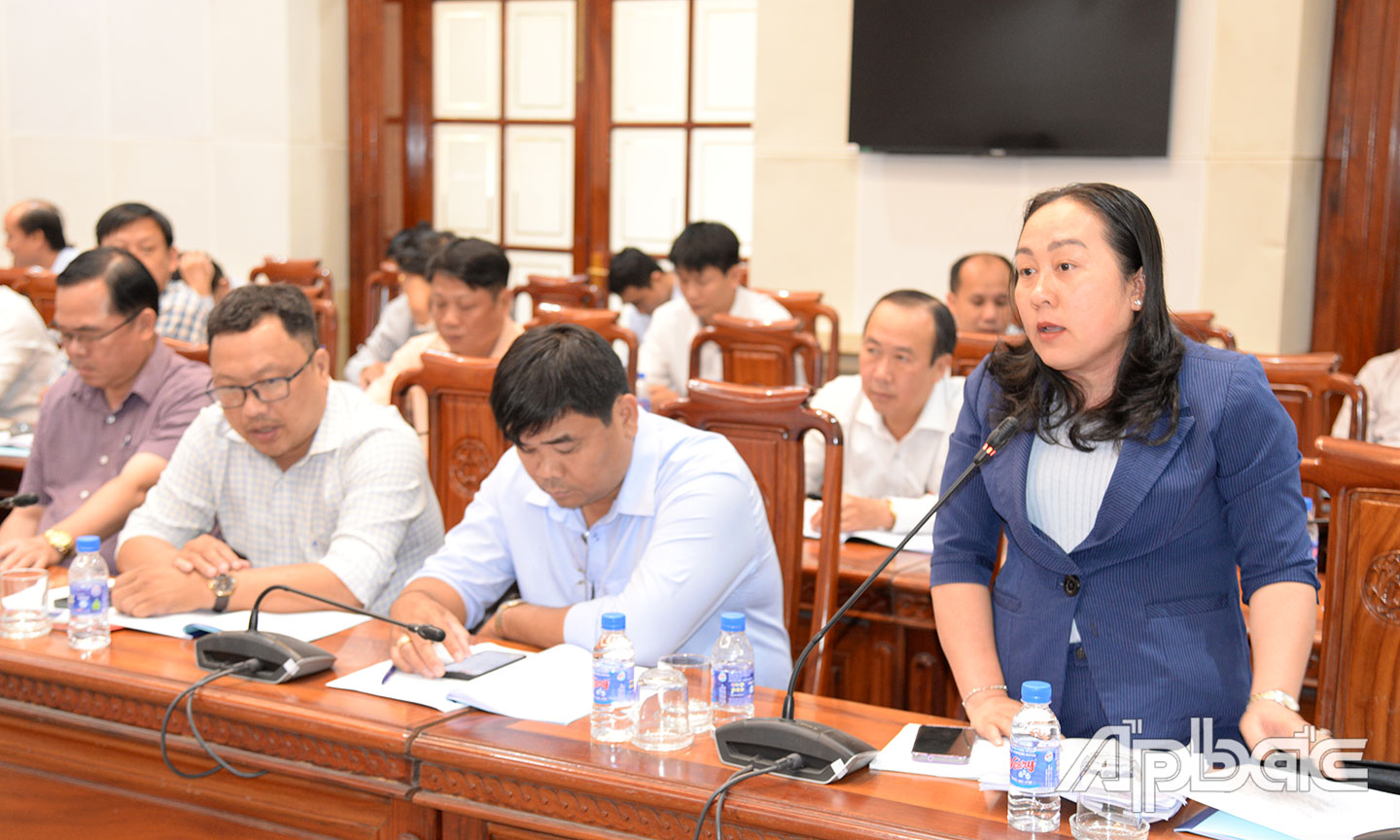 Lãnh đạo Sở Tài chính phát biểu tại hội nghị.