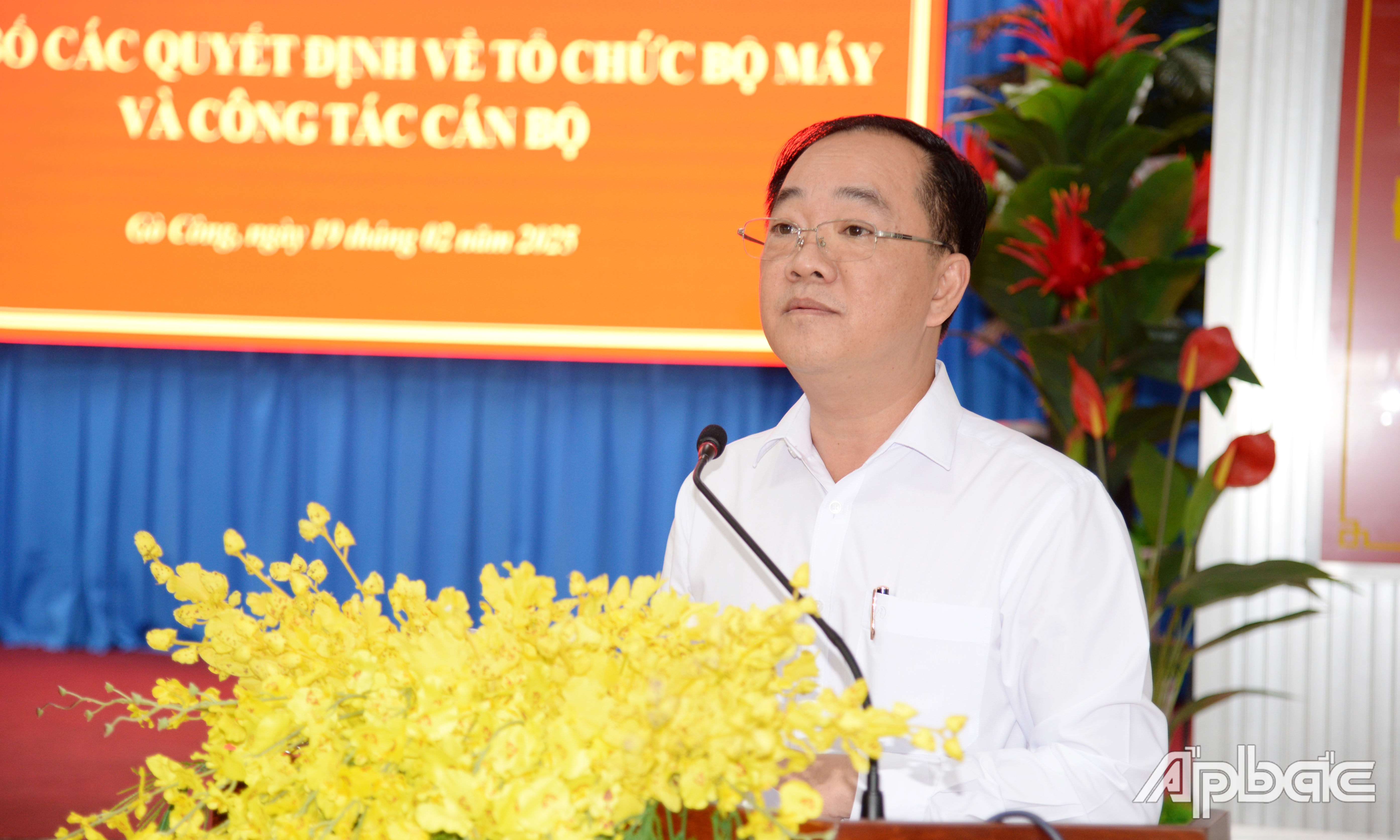 Đồng chí Nguyễn Kiên Cường phát biểu tại hội nghị.
