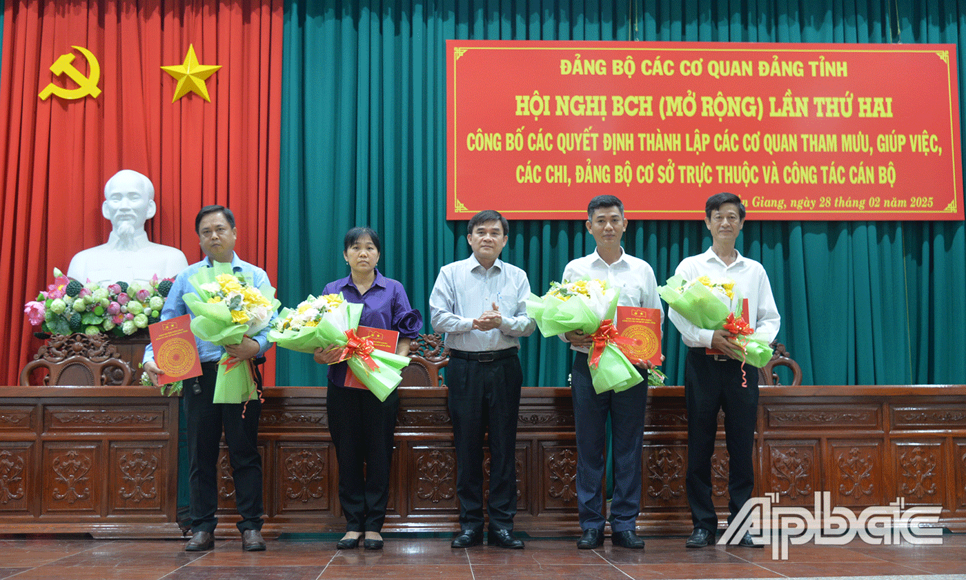 Đồng chí Nguyễn Văn Mười, Uỷ viên Ban Thường vụ Tỉnh uỷ, Trưởng Ban Tổ chức Tỉnh uỷ, Phó Bí thư Thường trực Đảng uỷ các cơ quan Đảng tỉnh trao quyết định.