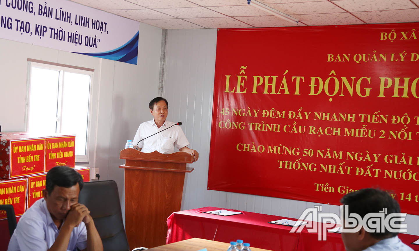 Giám đốc Sở Xây dựng Tiền Giang phát biểu tại buổi ký kết.