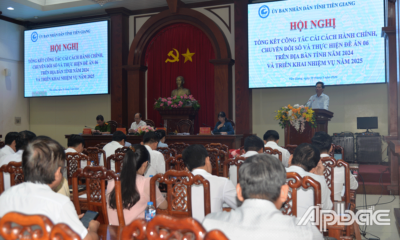 Đồng chí Nguyễn Thành Diệu phát biểu tại hội nghị.