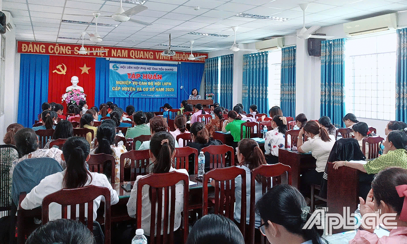Đồng chí Đặng Thị Ngọc Điệp, Phó Chủ tịch thường trực Hội LHPN tỉnh phát biểu tại lớp tập huấn.