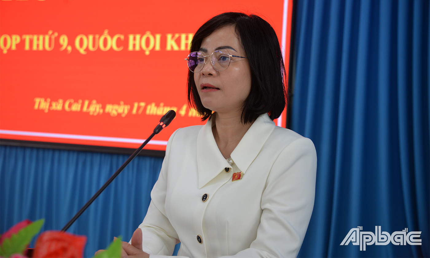 Đại biểu Nguyễn Thanh Cầm phát biểu tại buổi tiếp xúc