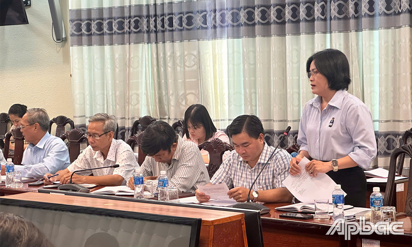 Lãnh đạo Ban Pháp chế HĐND tỉnh phát biểu tại cuộc họp