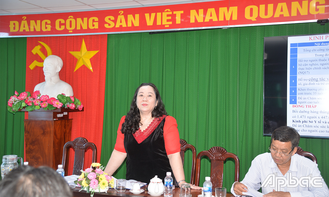 Đồng chí Nguyễn Thị Tuyết Vân phát biểu tại buổi làm việc 