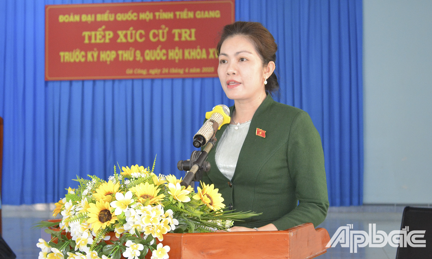 Đại biểu Nguyễn Thị Uyên Trang thông tin đến cử tri dự kiến nội dung chương trình Kỳ họp thứ 9, Quốc hội khóa XV.