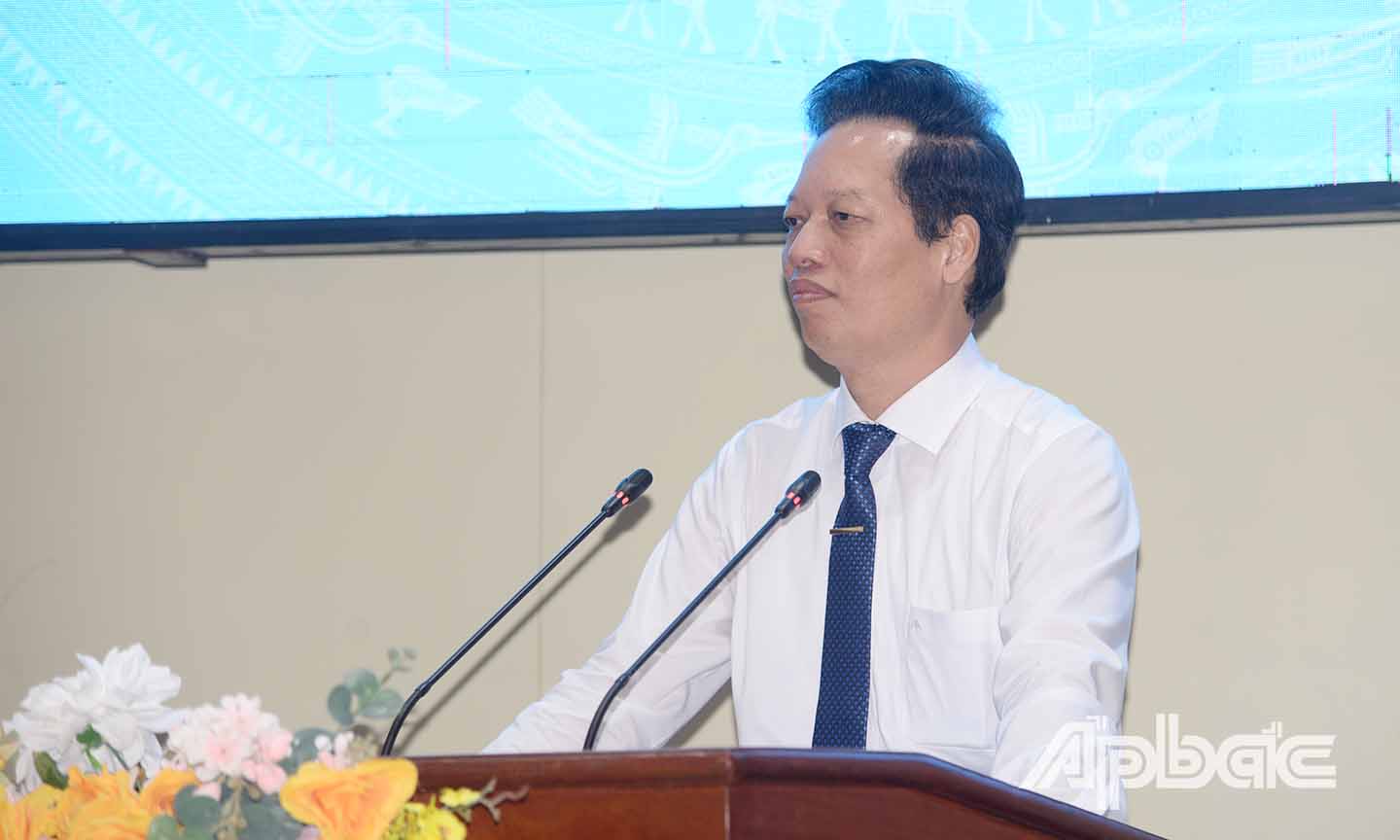 Đồng chí Nguyễn Thành Diệu phát biểu tại Hội nghị.