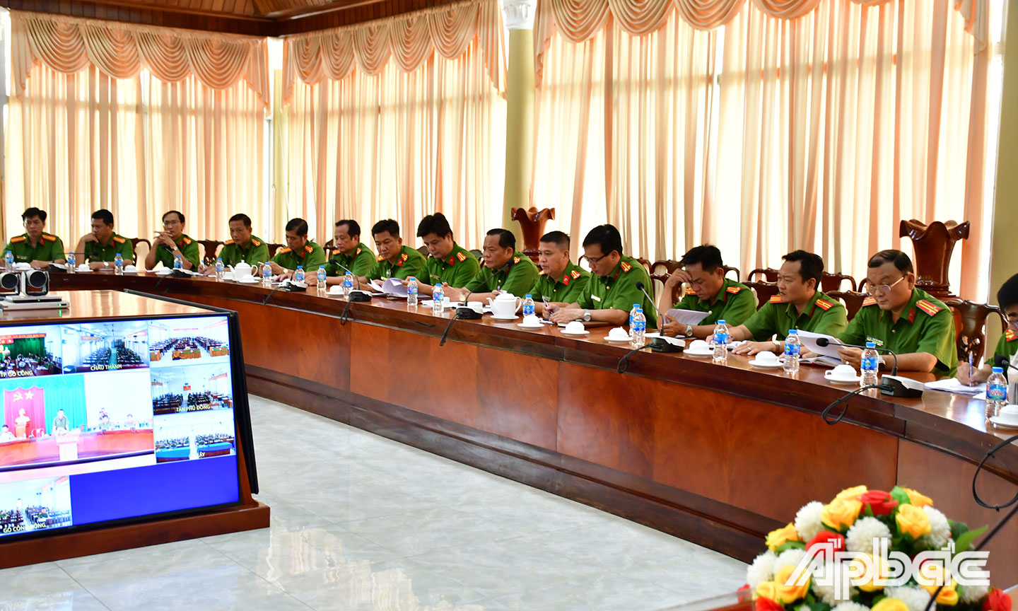 3 Đại biểu tham dự hội nghị tại điểm cầu Công an tỉnh. Ảnh Đặng Thanh
