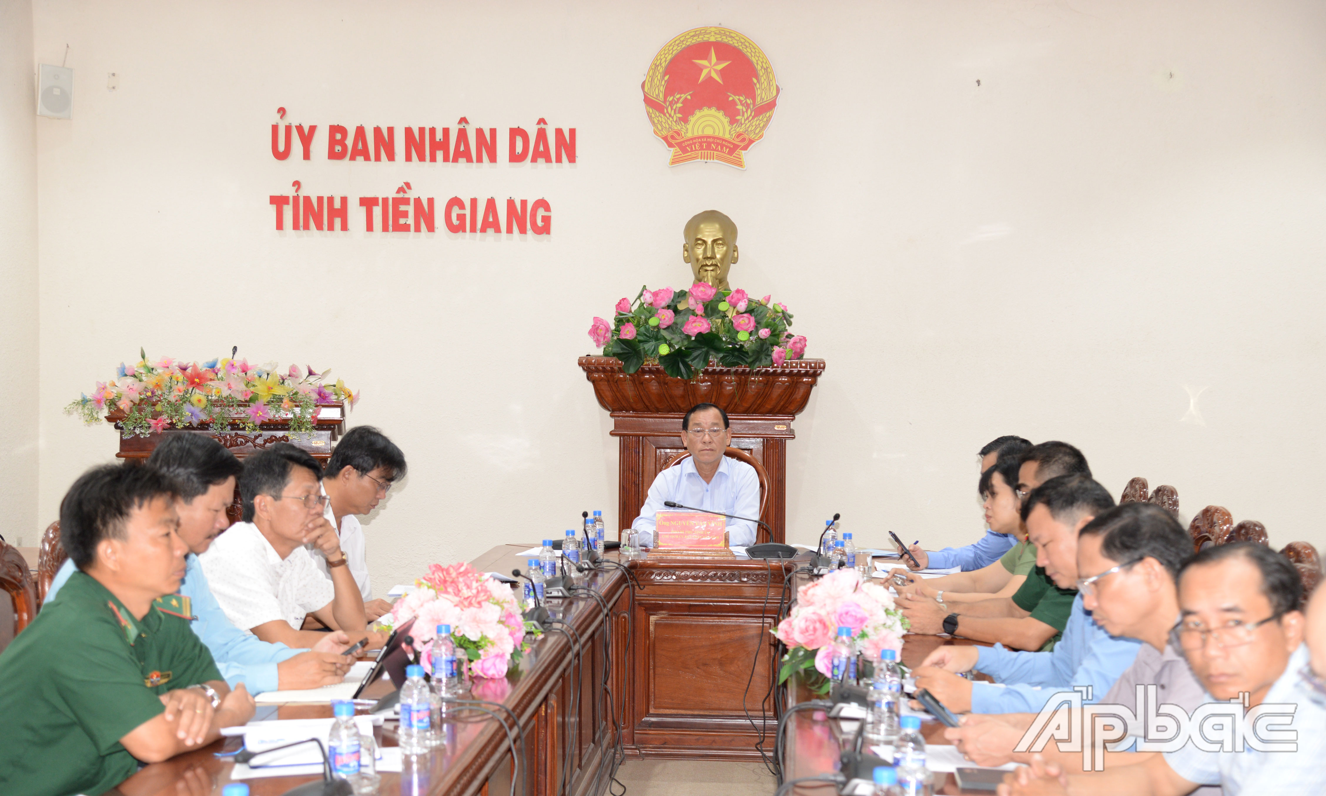 Quang cảnh hội nghị tại điểm cầu tỉnh Tiền Giang.