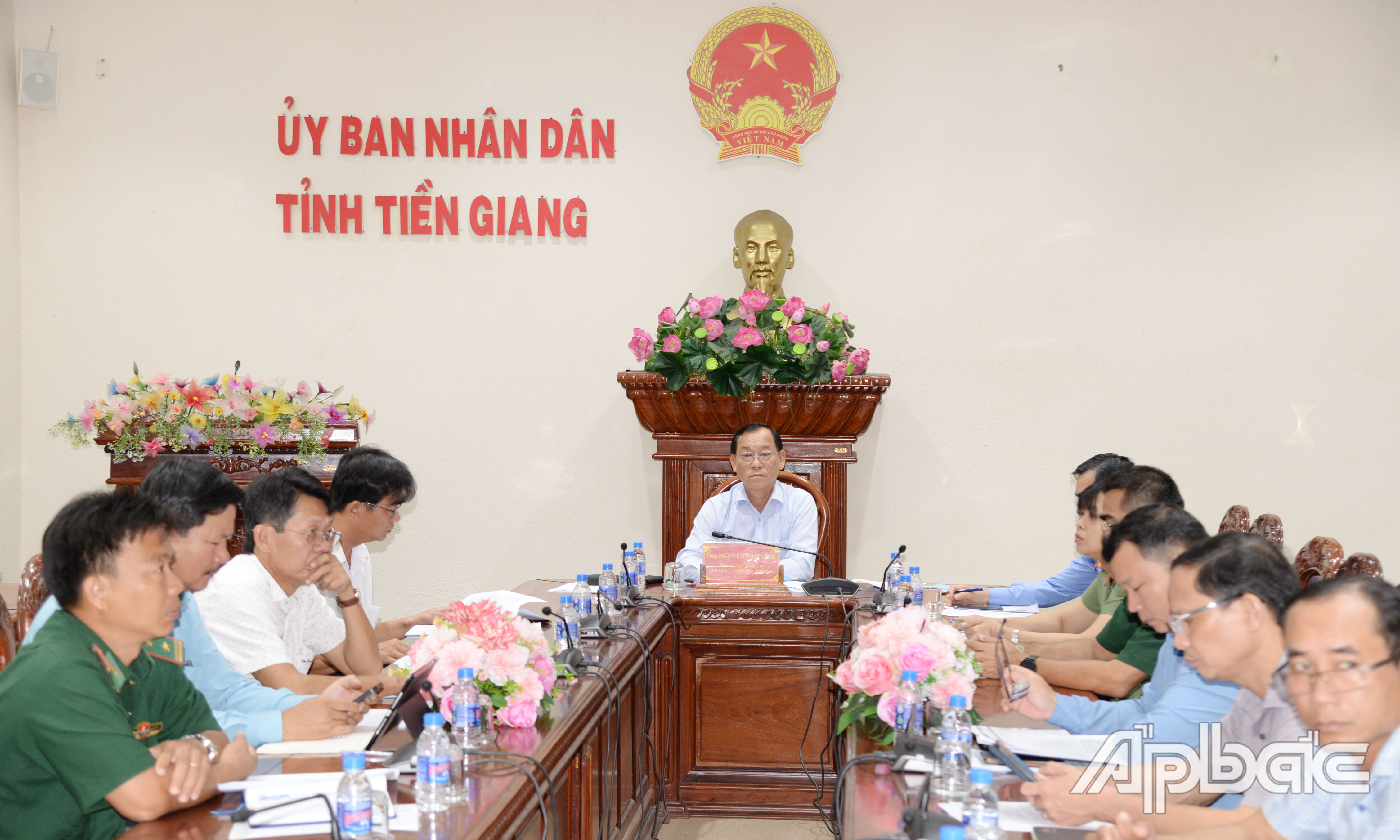 Quang cảnh hội nghị tại điểm cầu tỉnh Tiền Giang.