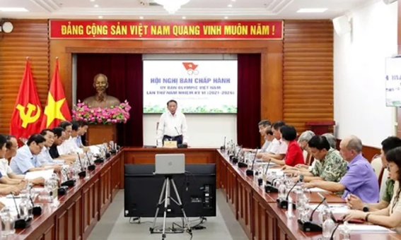 Cuộc làm việc của Ban chấp hành Ủy ban Olympic Việt Nam tại Hà Nội vừa qua. Ảnh: BVHTTDL