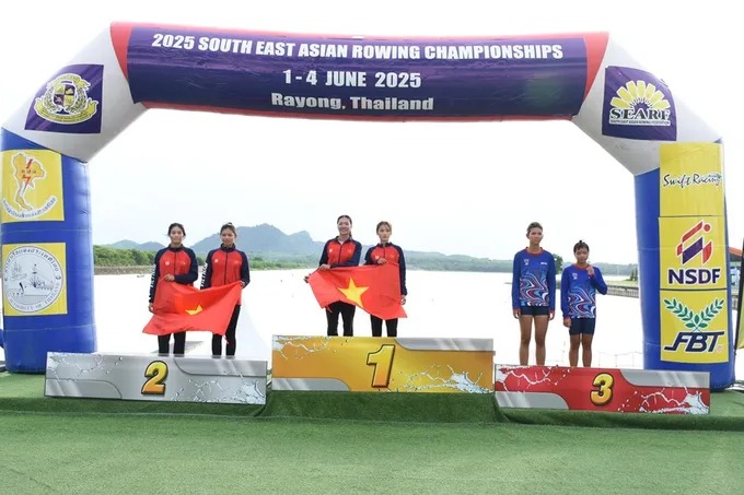 Đội rowing Việt Nam vô địch giải vô địch Đông Nam Á 2025. Ảnh: RCAT