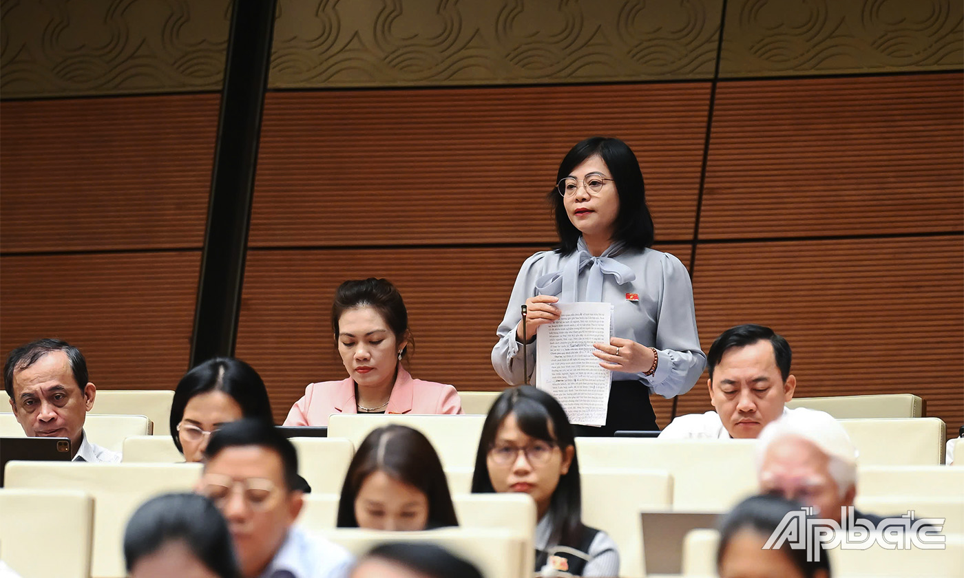Đại biểu Nguyễn Thanh Cầm phát biểu thảo luận tại hội trường