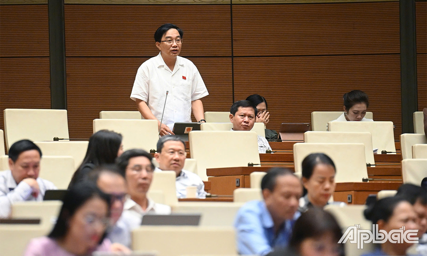 Đại biểu Nguyễn Minh Sơn phát biểu ý kiến tại phiên thảo luận tại hội trường