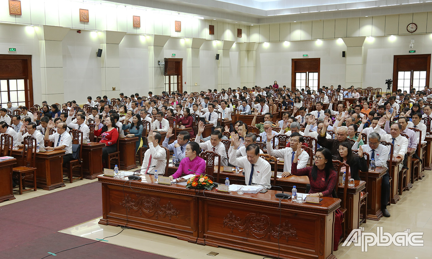 Đại biểu biểu quyết thông qua nghị quyết