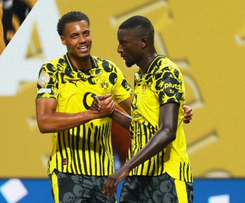 Guirassy (bên phải) lập cú đúp giúp Dortmund thắng Monterrey 2-1. Ảnh: Dortmund  