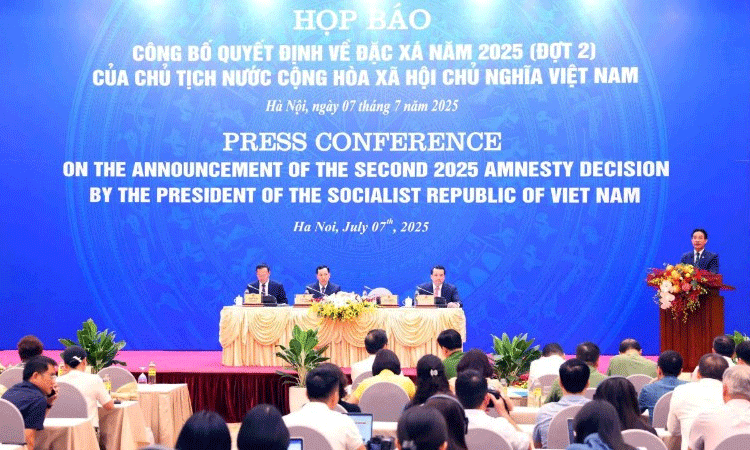Quang cảnh họp báo đặc xá đợt 2 năm 2025.